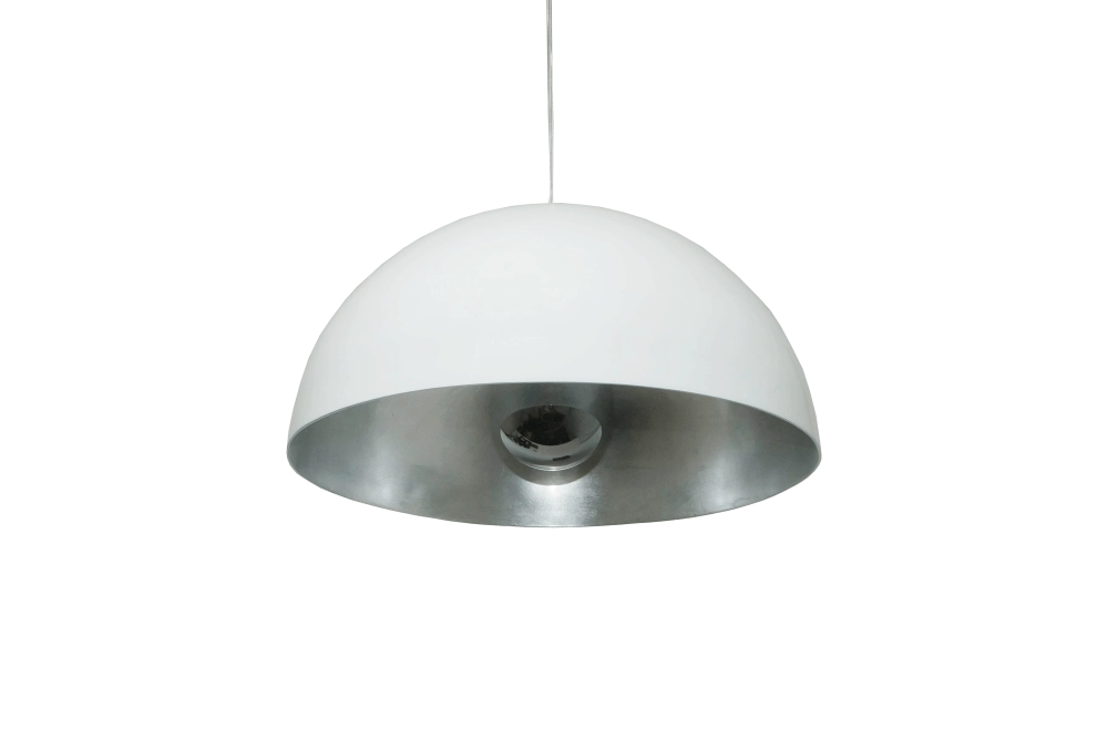 Grote hanglamp Gala Ø 50cm wit binnenkant zilver