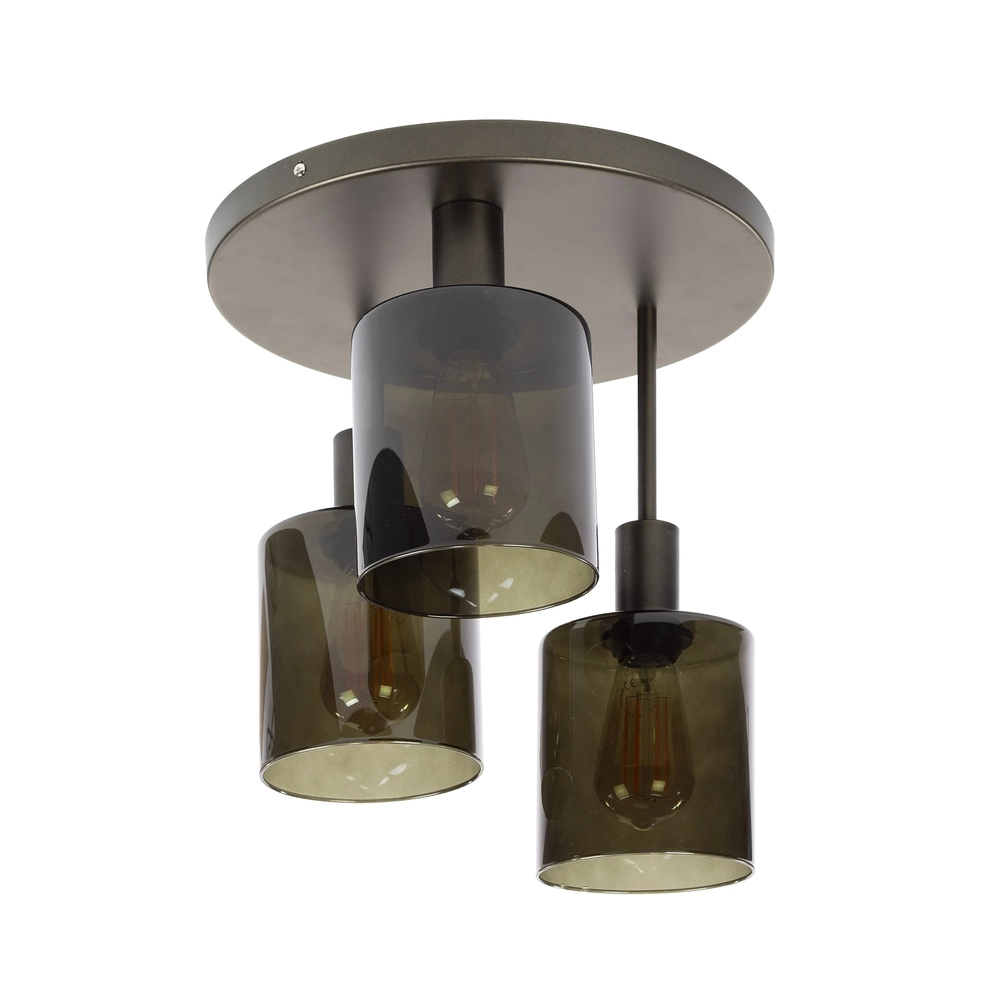Donkerbruine plafondlamp Sepiora Ø 35cm - 3x E27 Lyora 8716803513419
