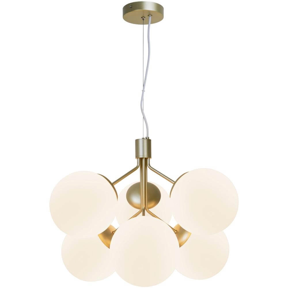 6-lichts hanglamp Ivona goud met wit glas Nordlux 5704924005343