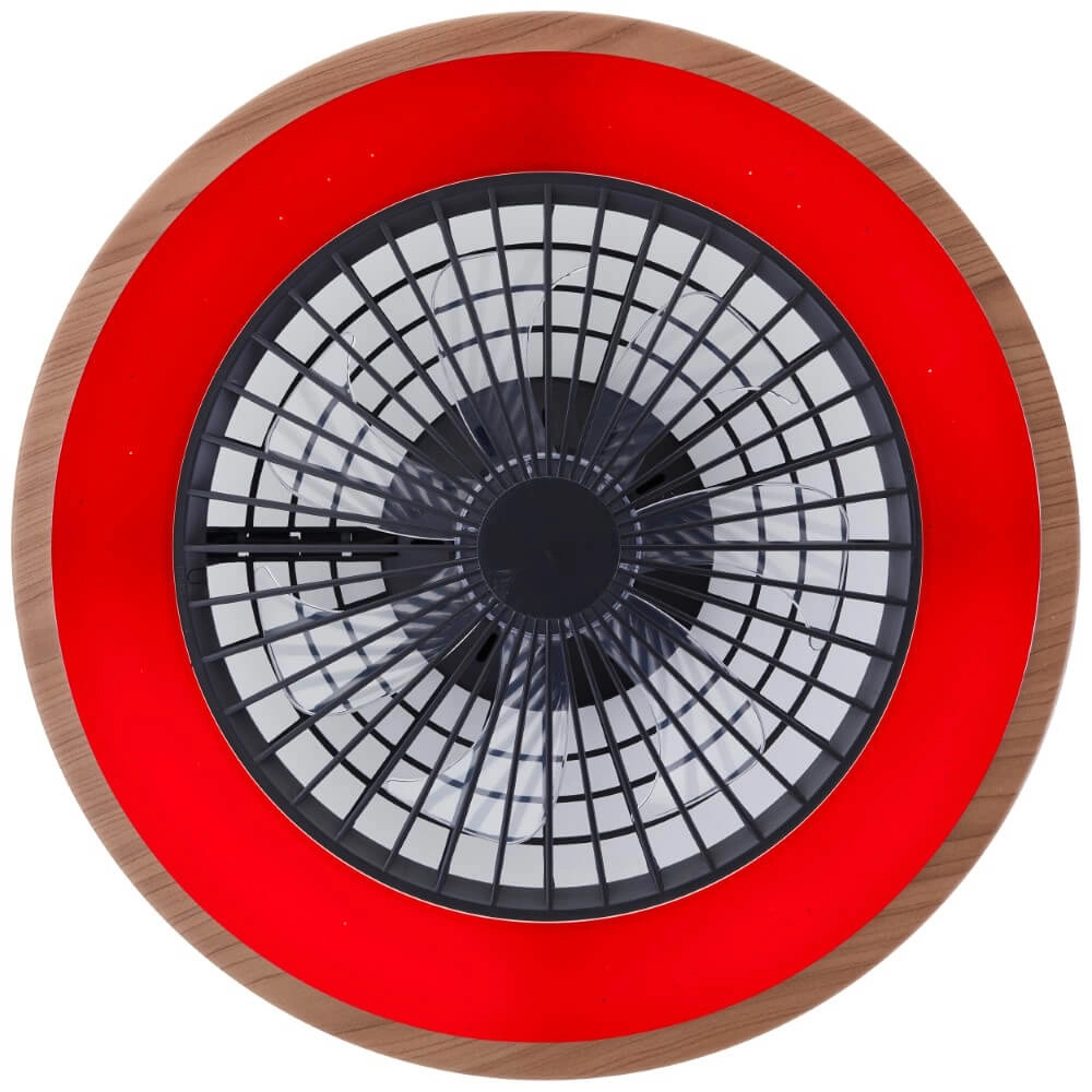 Zwarte ventilator Slimline met houten rand Brilliant 4004353435867