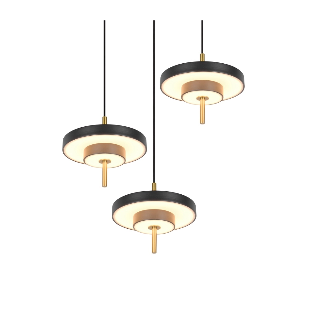 3-lichts hanglamp Keaton rond zwart met goud Trio 4017807655247