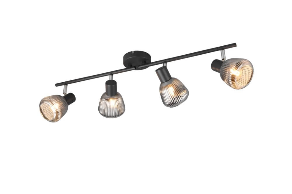 4-lichts plafondlamp Tarifa met geribbeld glas