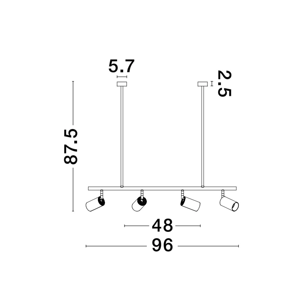 Hanglamp Pogno 4-lichts zwart met goud recht Lyora 5212017440679