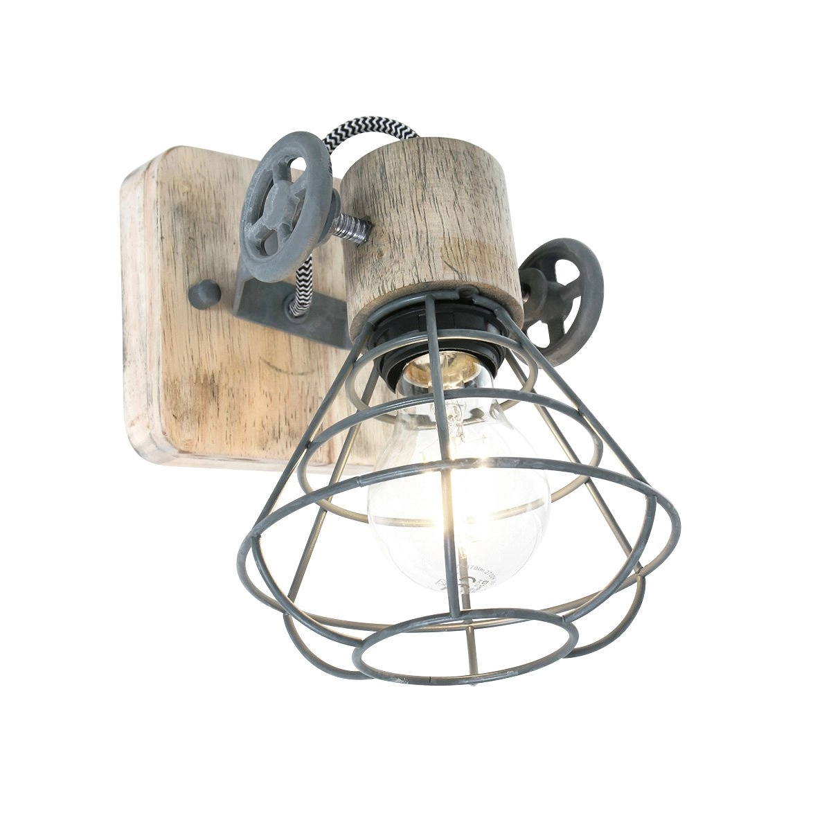 Wandlamp Geurnesey vintage grijs met hout