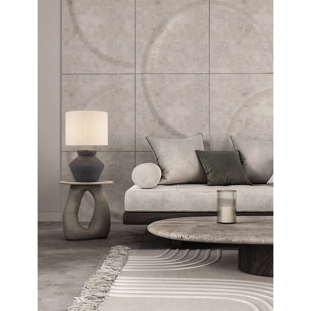 Tafellamp Plumage antraciet met crème kap Lyora 5212017468239