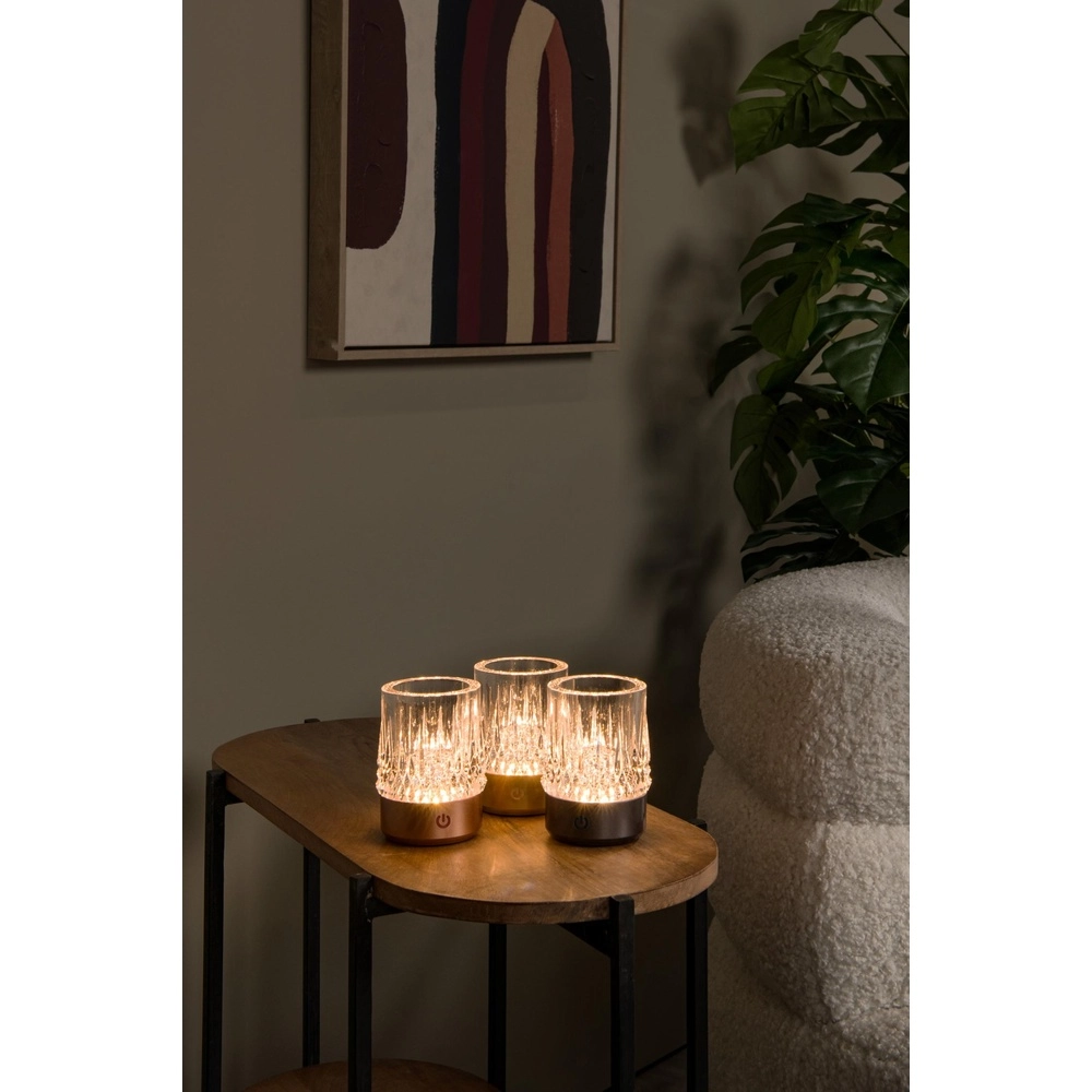 Oplaadbare tafellampjes Lily set van 3 goud Lucide 5411212461070