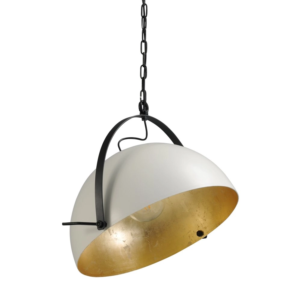 Landelijke hanglamp Larino 50 wit met oudgoud