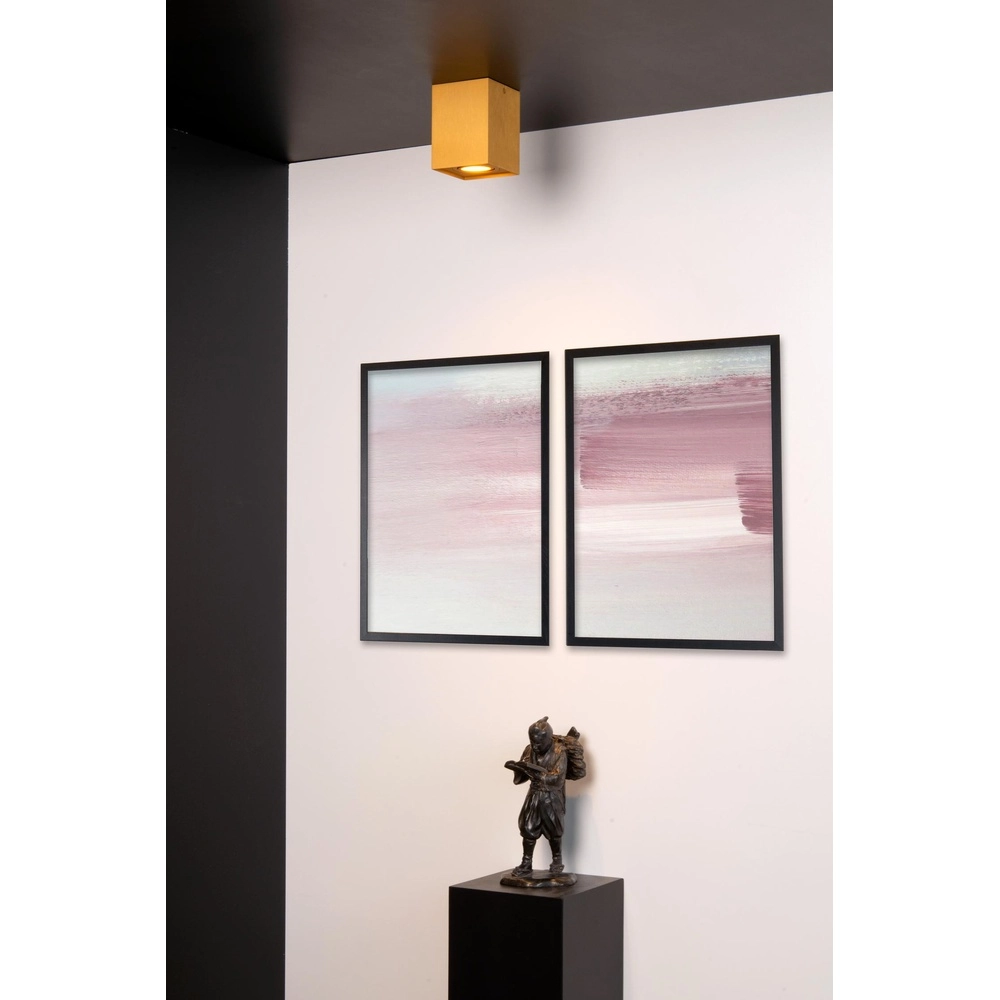 Opbouw plafondspot Tube vierkant goud Lucide 5411212221490