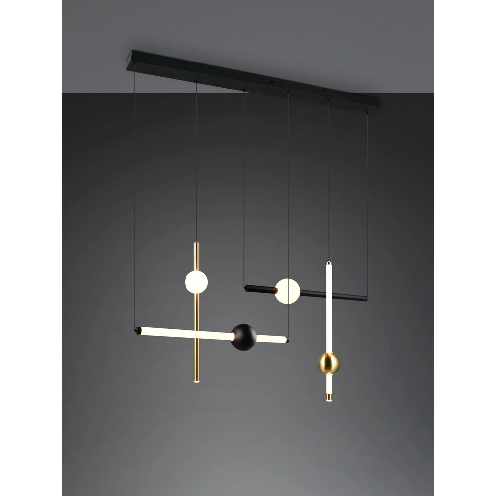 Moderne hanglamp Melita zwart met goud Trio 4017807661910