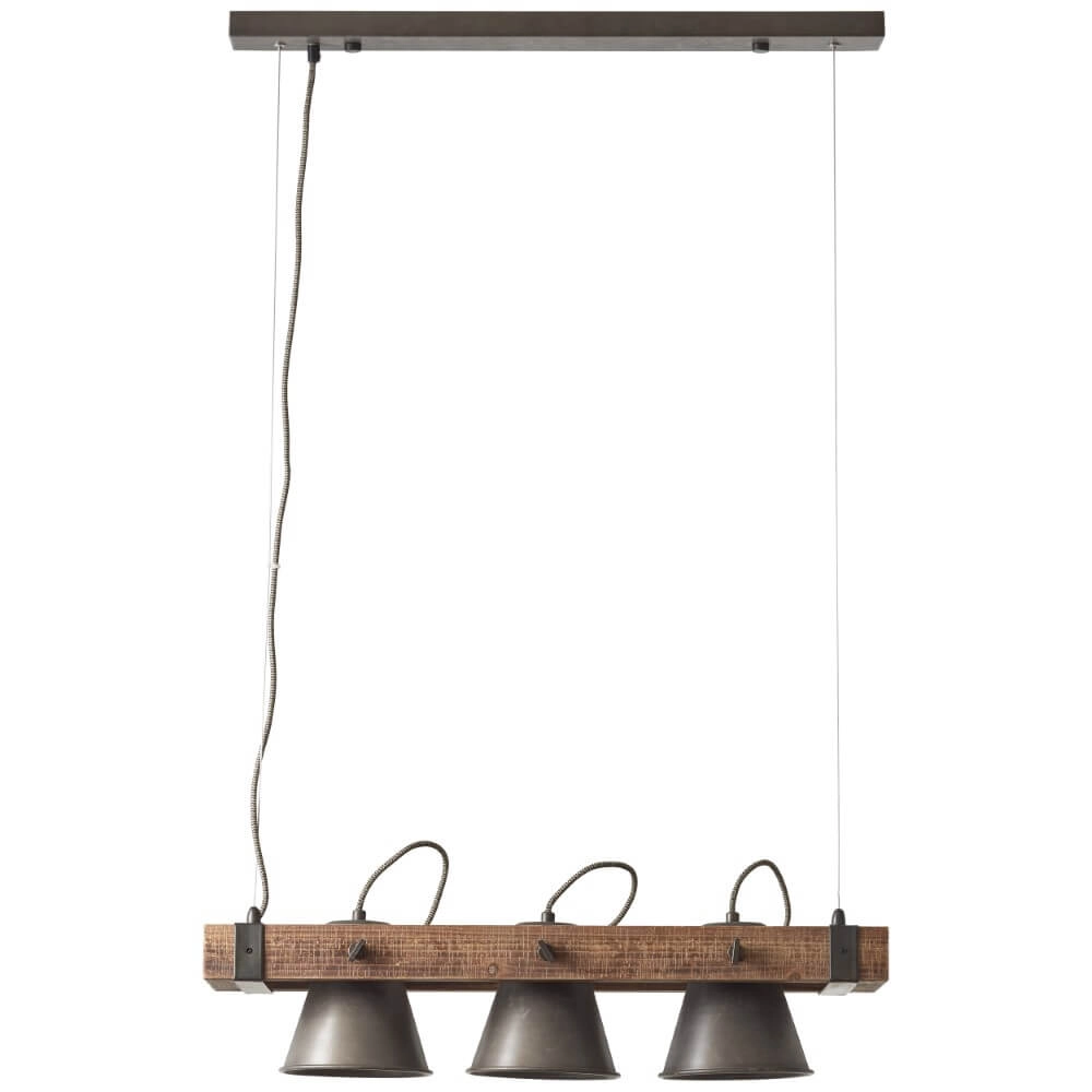 3-lichts hanglamp Decca zwart met bruin Brilliant 4004353361487