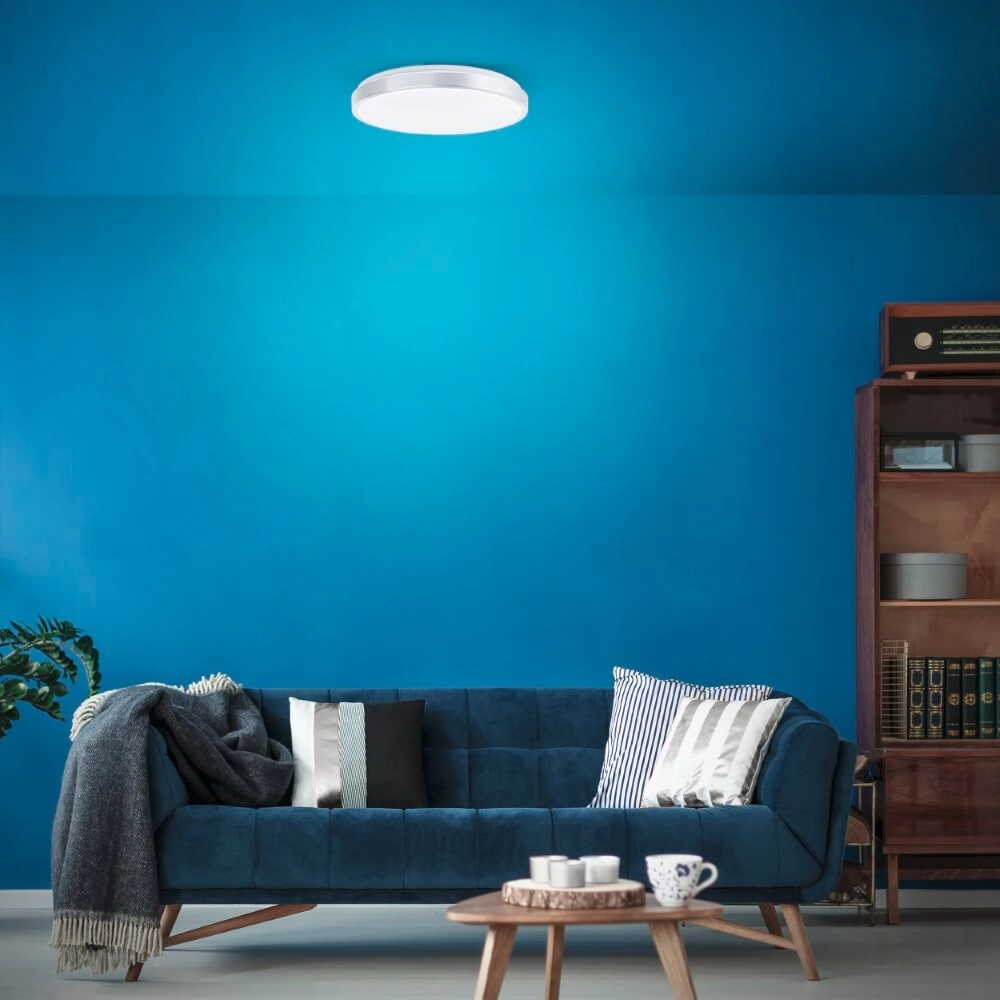 Nikkel plafondlamp Livius met wit Ø 48,5cm Brilliant 4004353426483