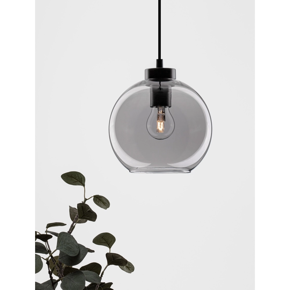 Hanglamp Palmer enkel zwart met smoke glas Lyora 5212017430946