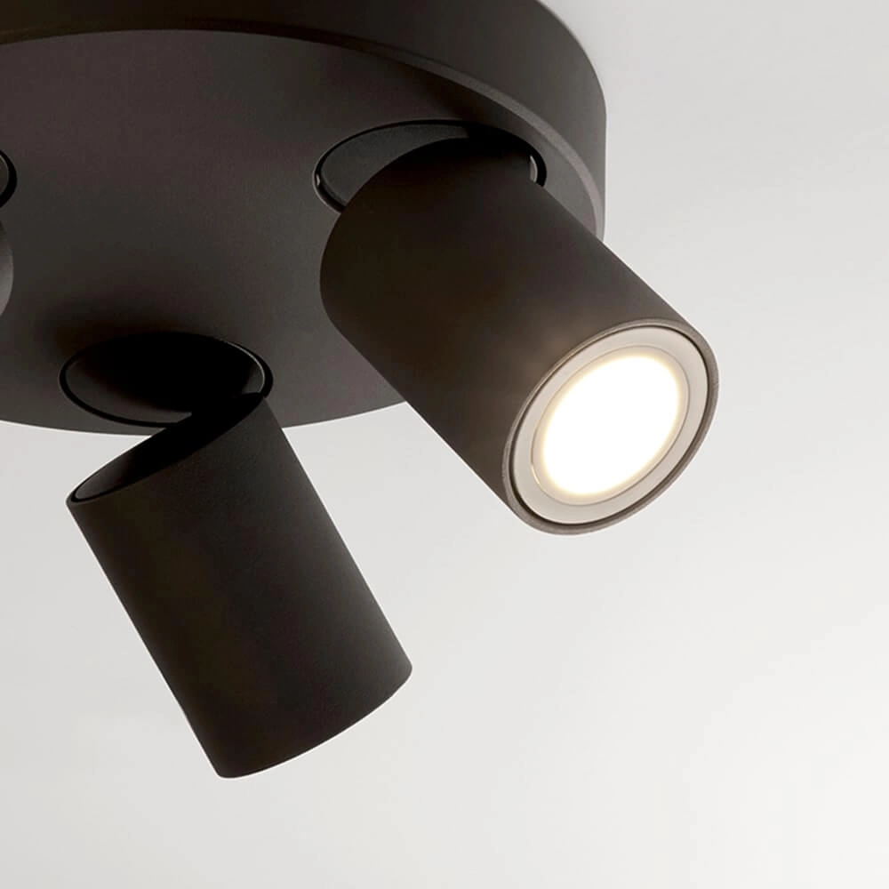 Plafondlamp Moon 3 rond zwart Lyora