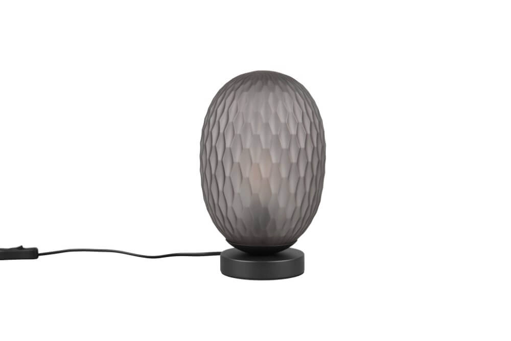 Tafellamp Facette met geribbeld smoke glas Trio 4017807616859