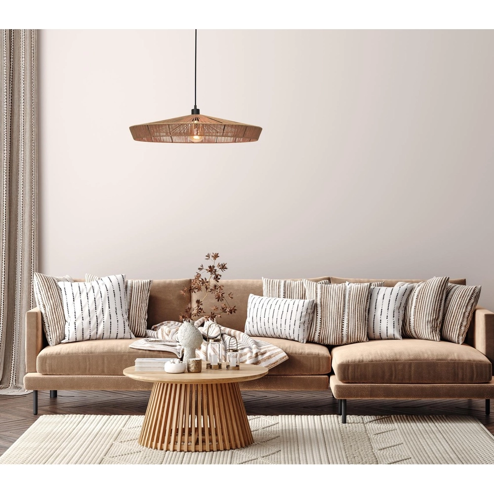Hanglamp Yunkai Ø 70cm zwart met rotan Lucide 5411212105707