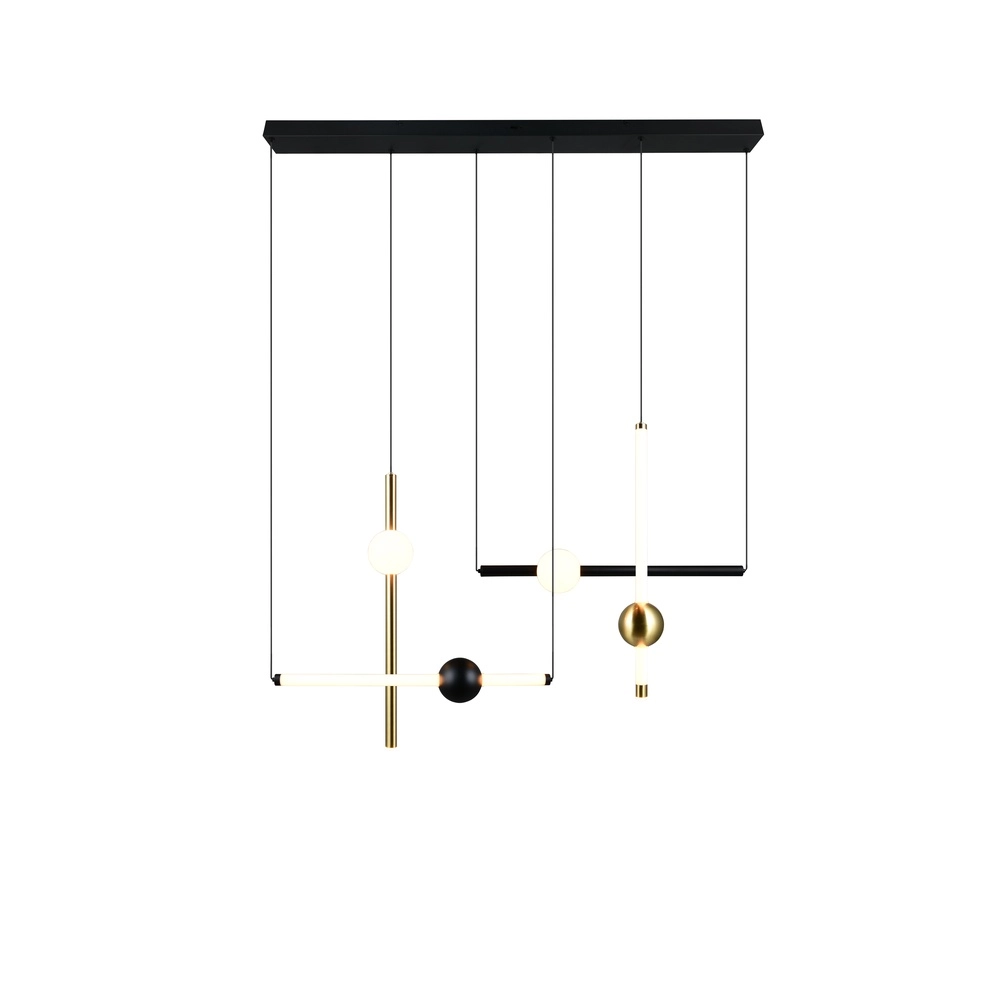 Moderne hanglamp Melita zwart met goud Trio 4017807661910