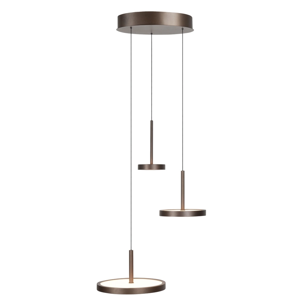 Strakke hanglamp Falcon rond 3-lichs choco bruin