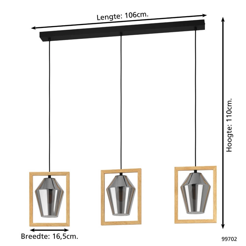 Houten hanglamp Viglioni eettafel Eglo 9002759997021