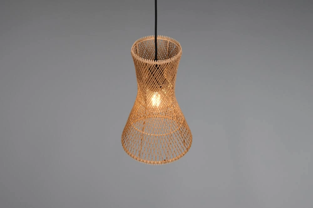 Design hanglamp Bijou zwart met rotan Ø20cm Trio 4017807637304