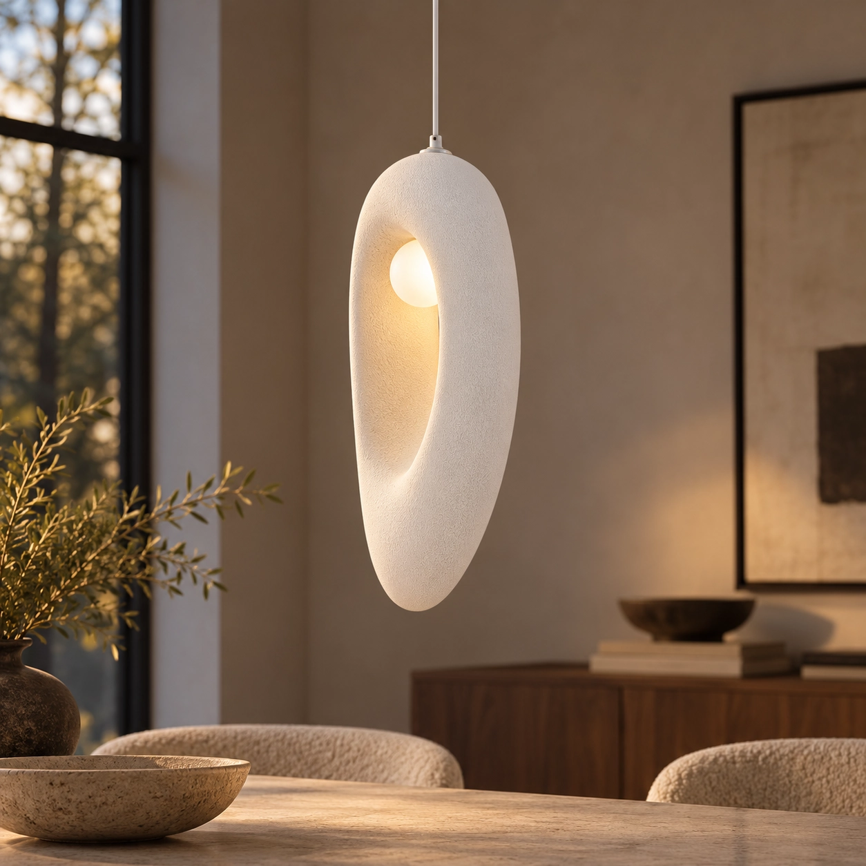 Natuurlijke hanglamp Tempus wit 48cm