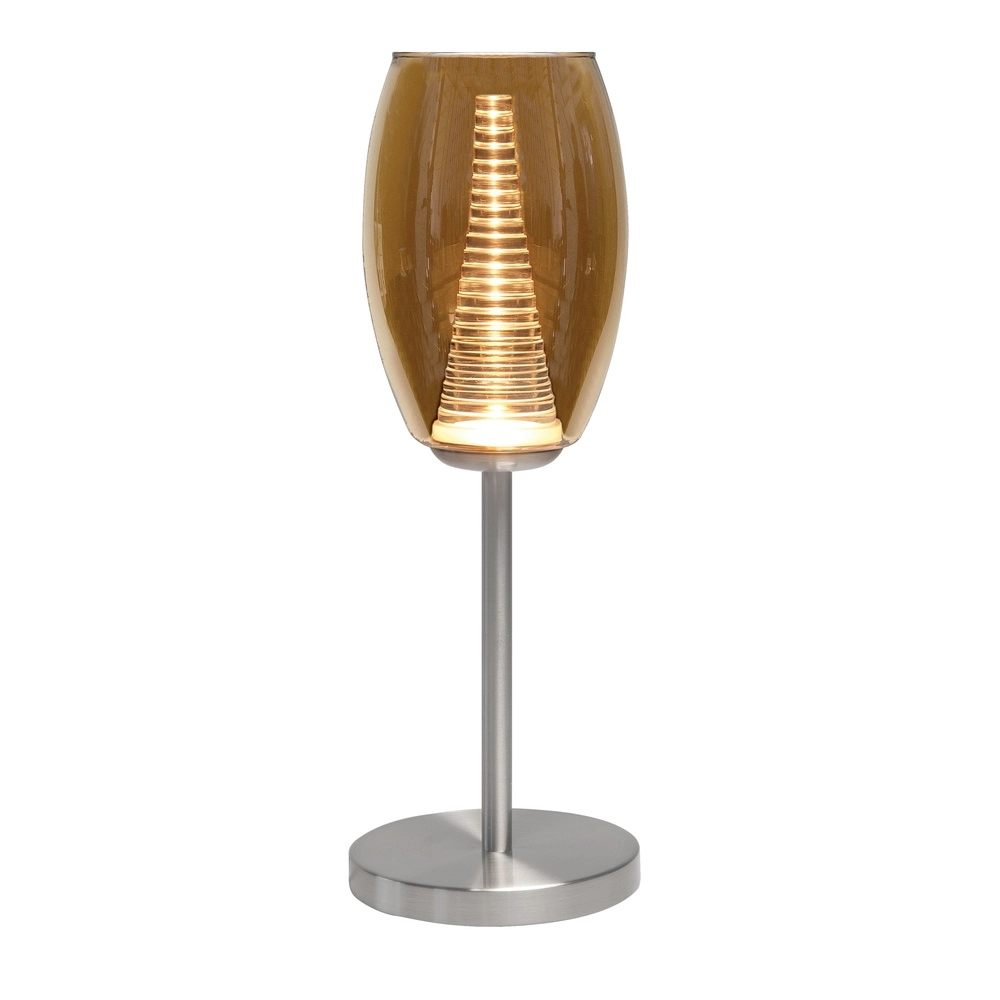 Tafellamp Nebula nikkel met amber glas