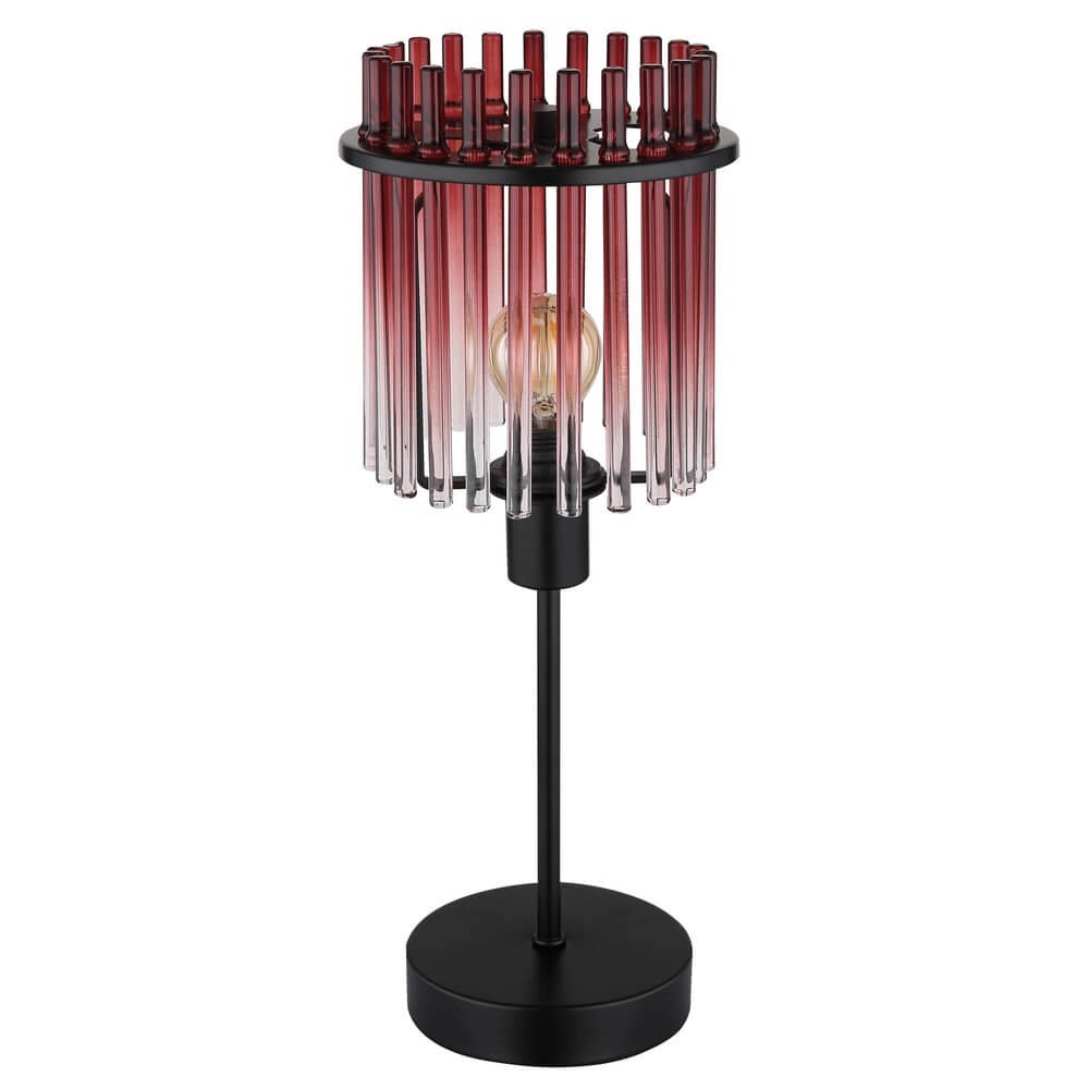 Zwarte tafellamp Gorley met rood glas Ø 15cm Globo 9007371471959