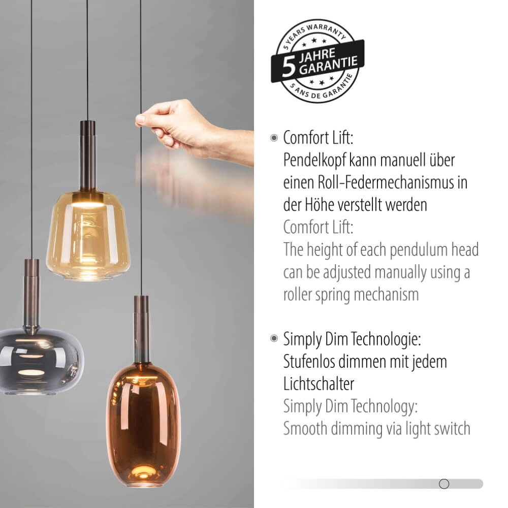 Vrolijke hanglamp Irides 3-lichts rond Paul Neuhaus 4012248385845