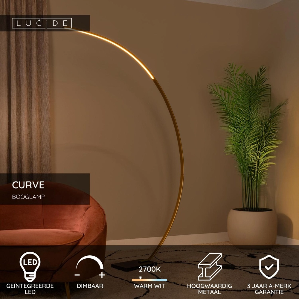 Design booglamp Curve goud Lucide 5411212441720