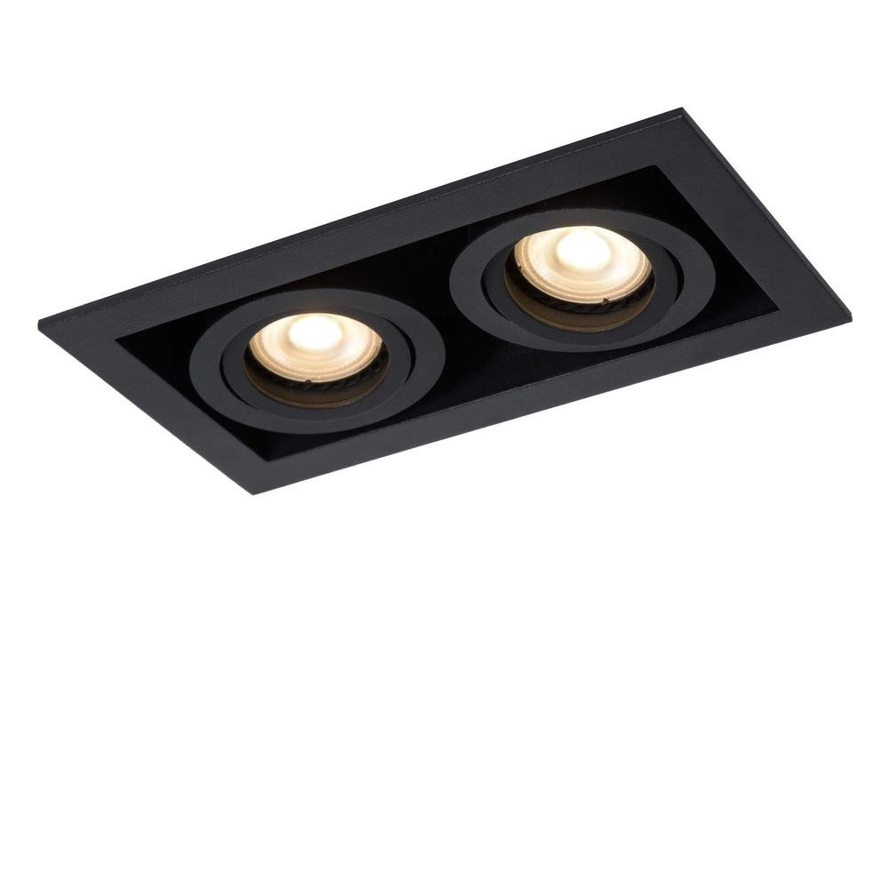 Rechthoekige inbouwspot Chimney dubbel zwart Lucide 5411212092267