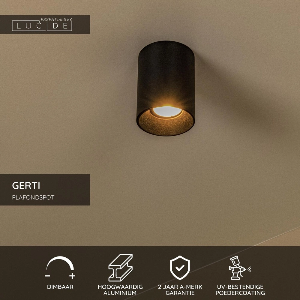 Opbouwspot Gerti zwart Lucide 5411212094315