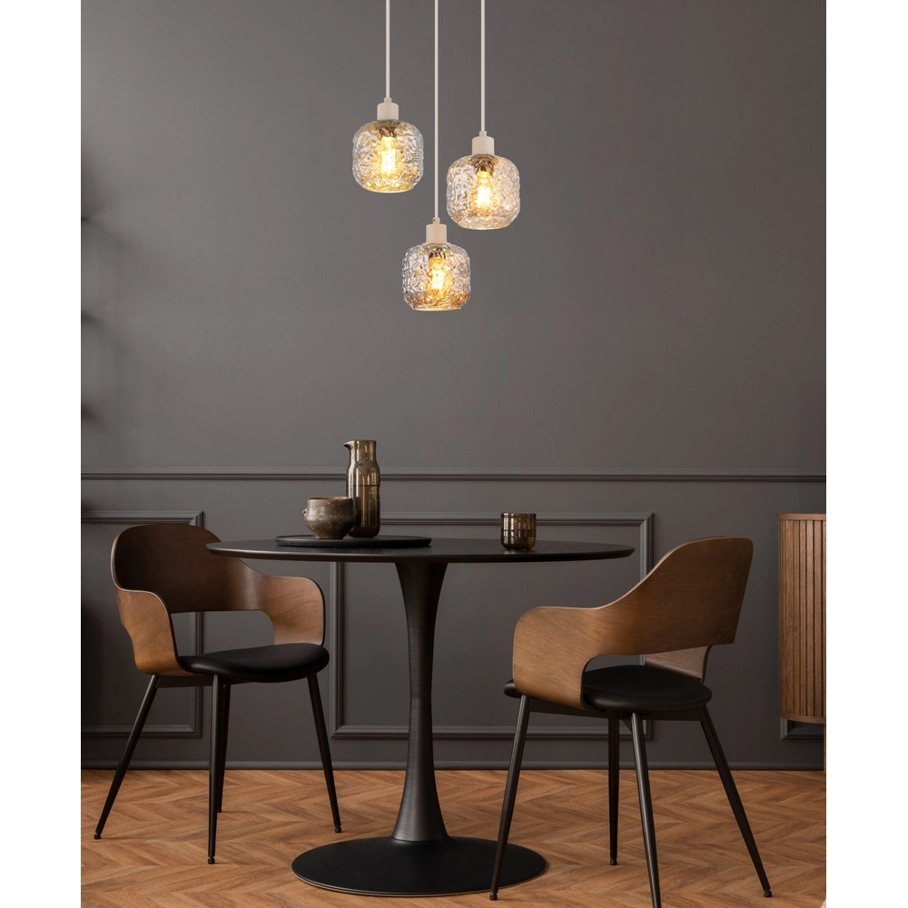 Hanglamp Antonio 3-lichts rond zand bruin Globo 9007371572724