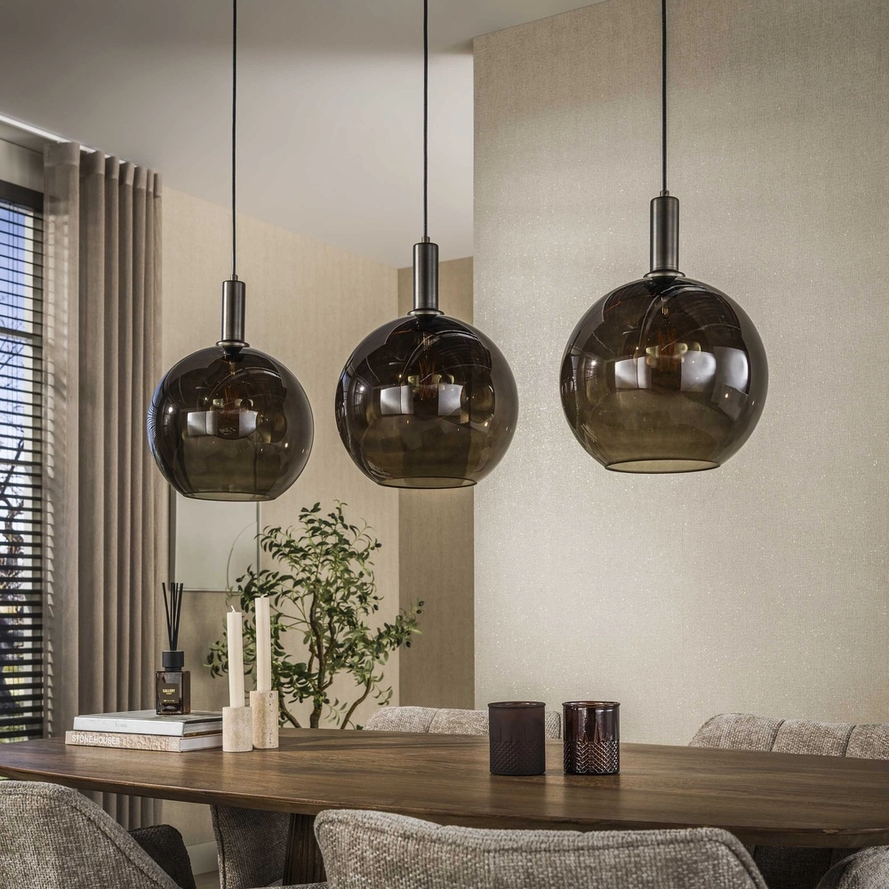 Glazen hanglamp Sfera 3x Ø 30cm - smoke glas Lyora 8716803512368