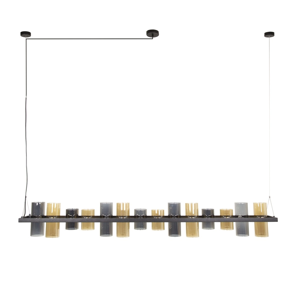 Hanglamp Cylinder 190cm - smoke en amber glas Lyora 8716803512450