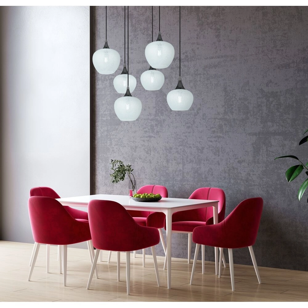 Antraciet hanglamp Maxy met wit glas 6-lichts Globo 9007371453184