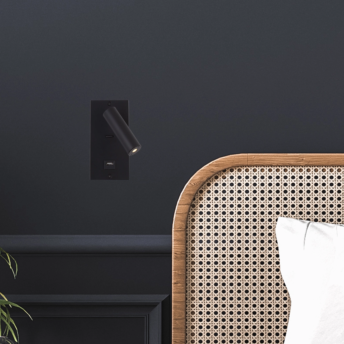 Inbouwbedlampje Victoria zwart met USB Lyora 5053423308715