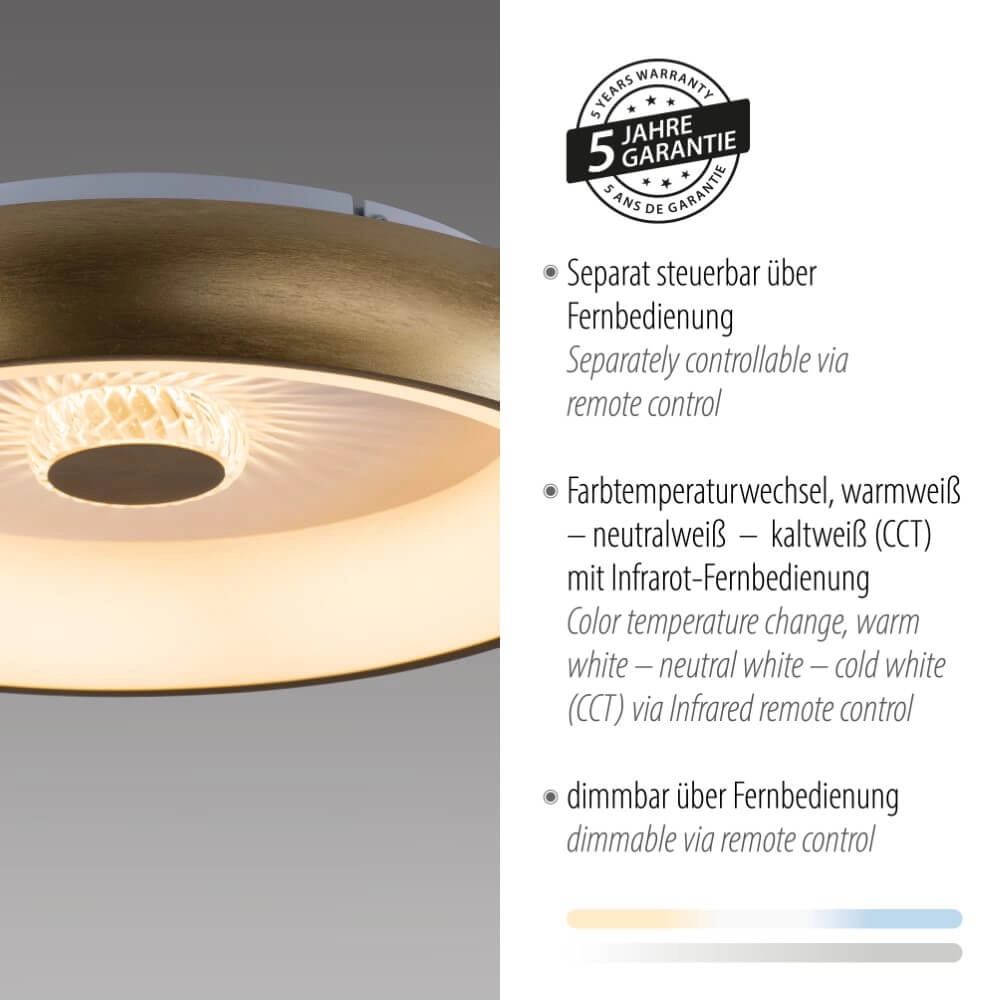 Ronde plafondlamp Vertigo messing Ø 46,5cm Just Light 4043689994716