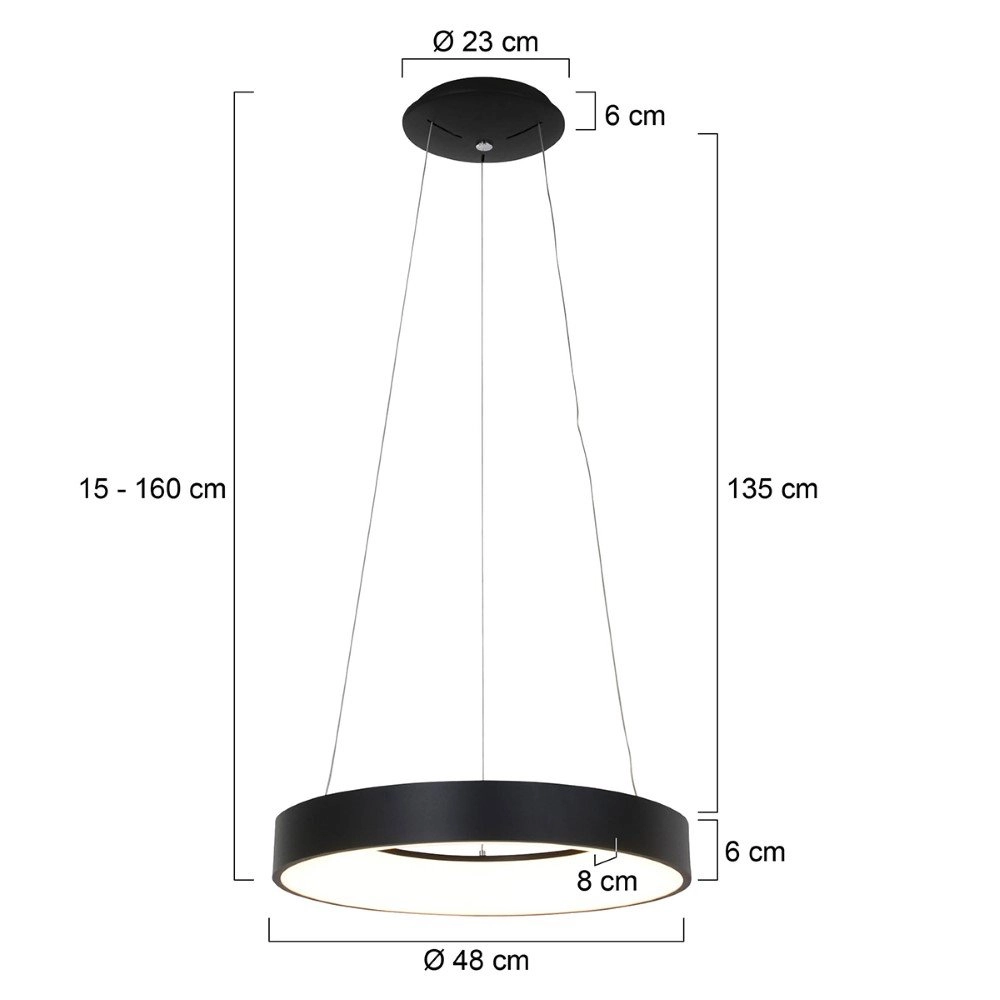 Led hanglamp Ringlede Ø 48cm zwart Steinhauer 8712746132847