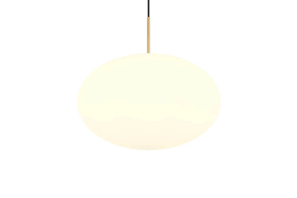Ovale hanglamp Fomento Ø 40cm - messing met wit glas Trio 4017807616231