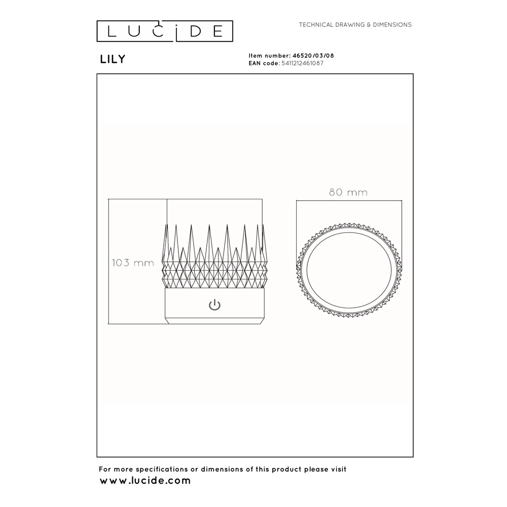 Oplaadbare tafellampjes Lily set van 3 chroom Lucide 5411212461087