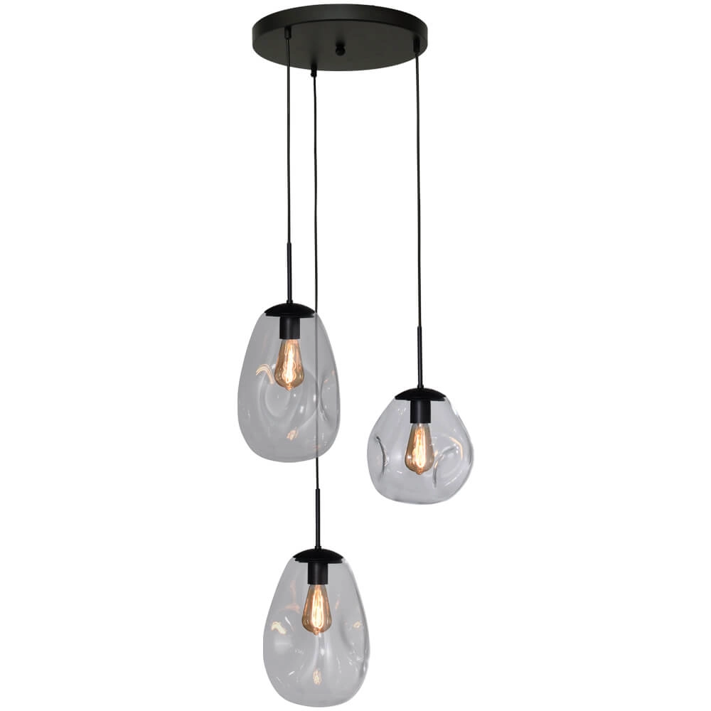 Pendel hanglamp Lava 3x helder glas Pendel hanglamp Lava 3x helder glas