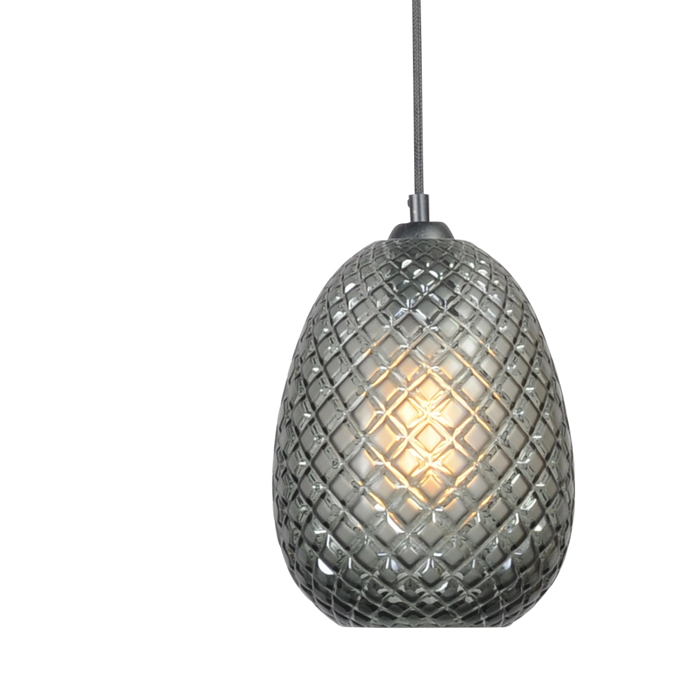 Zwarte hanglamp Pineapple 4-lichts met rookglas Masterlight 8718121209388