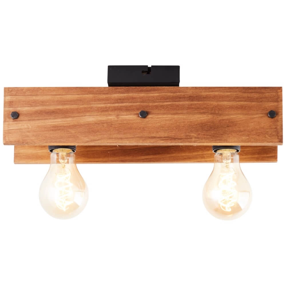 Plafondlamp Calandra 2-lichts zwart met houtbruin Plafondlamp Calandra 2-lichts zwart met houtbruin