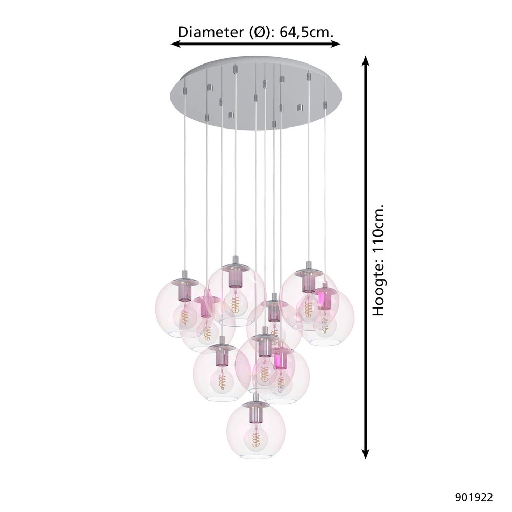 Hanglamp Ariscani 2 10-lichts chroom Eglo 9008606358113