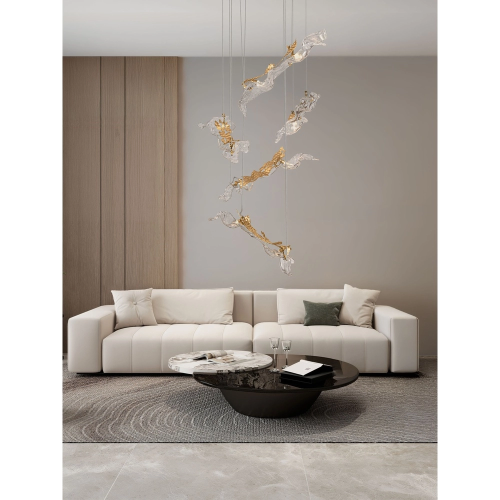 Gouden hanglamp Avesa met helder glas Ø 60cm