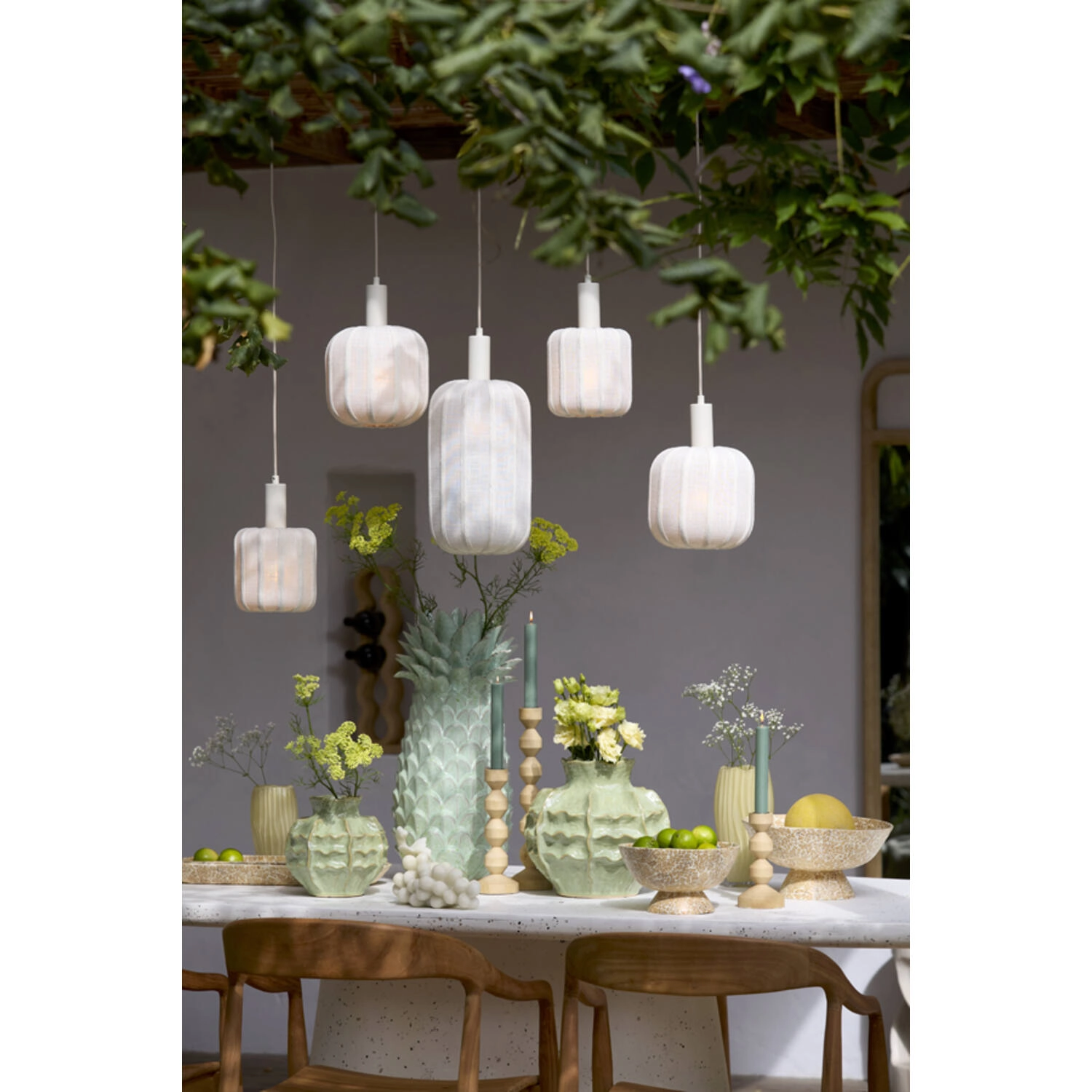 5L eettafel hanglamp Tufia linnen crème Light & Living 8717807818173