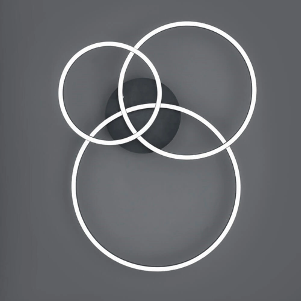 Plafonnière Winona 3-rings zwart Trio 4017807503524