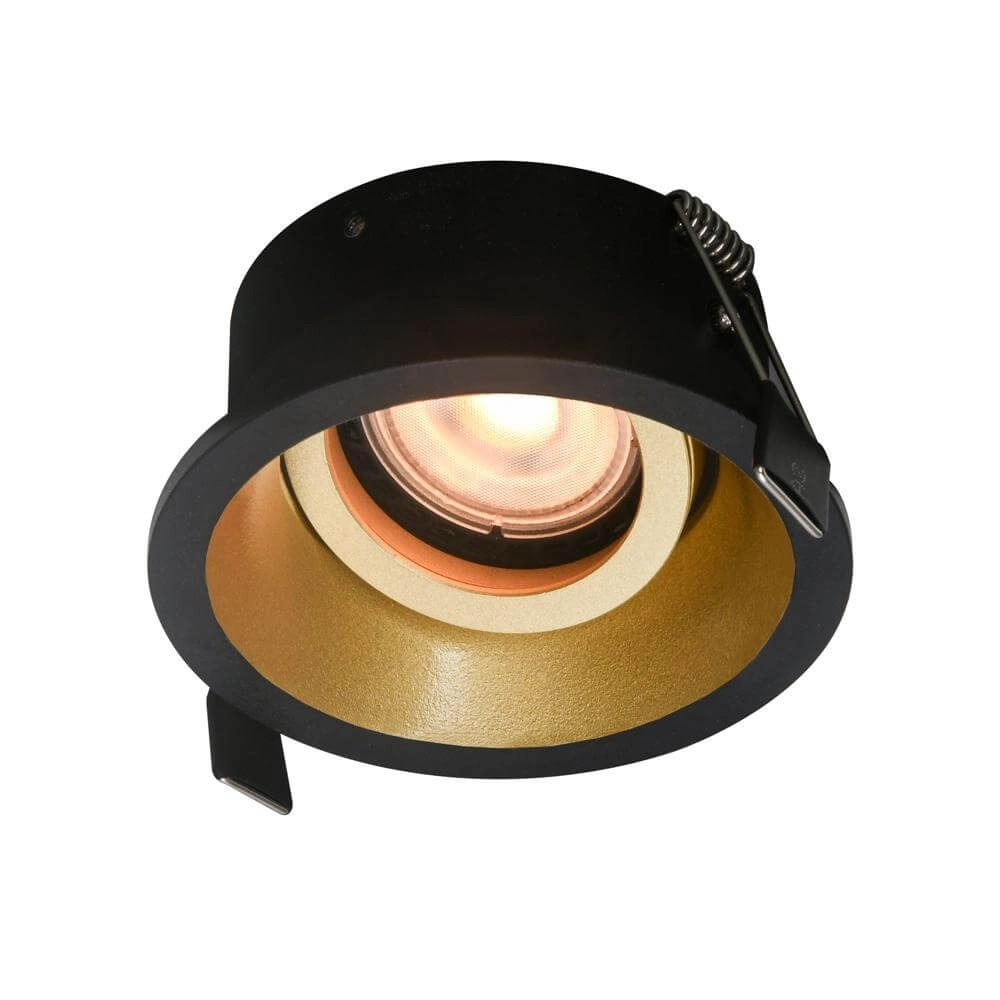 Ronde inbouwspot Roura zwart met gouden binnenkant