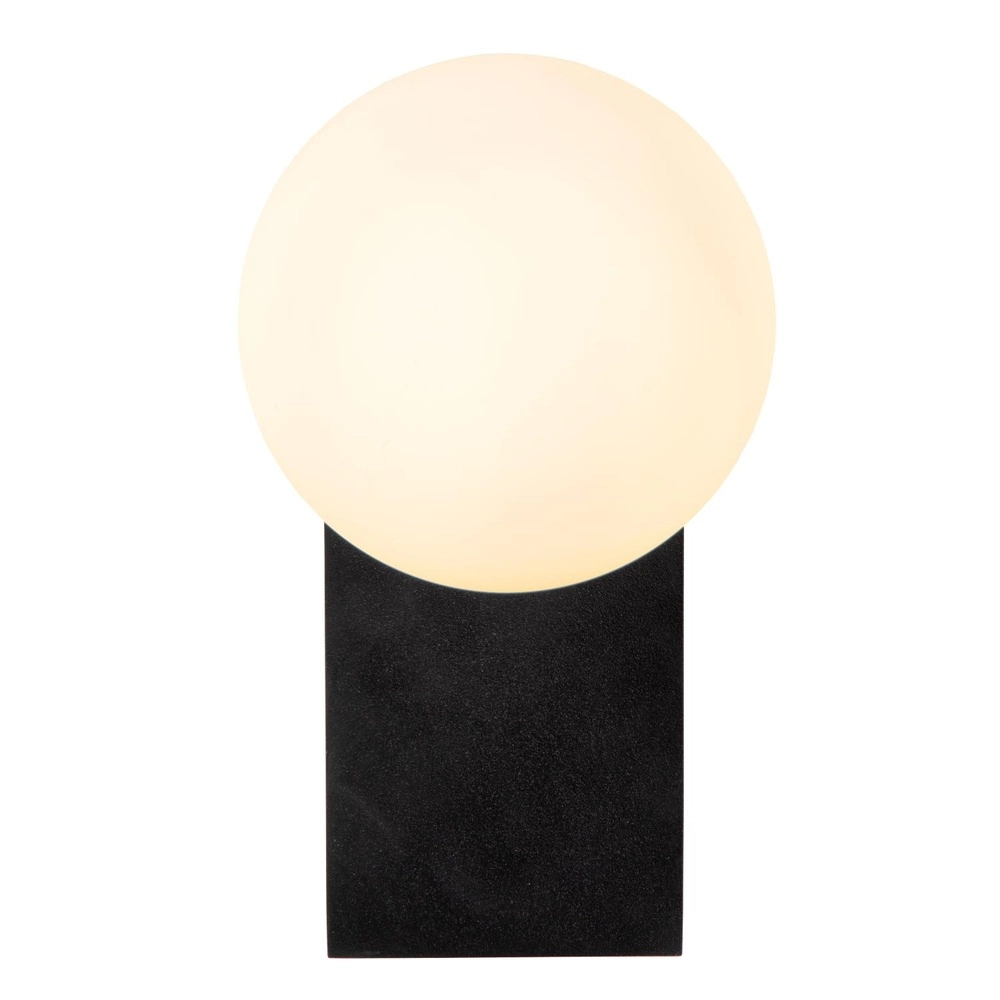Wandlamp Tassa IP44 zwart met witte bol
