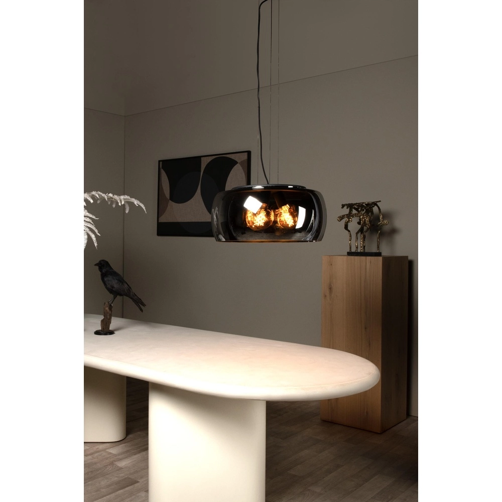 Design hanglamp Olivia Ø 50cm zwart met smoke glas Lucide 5411212452108