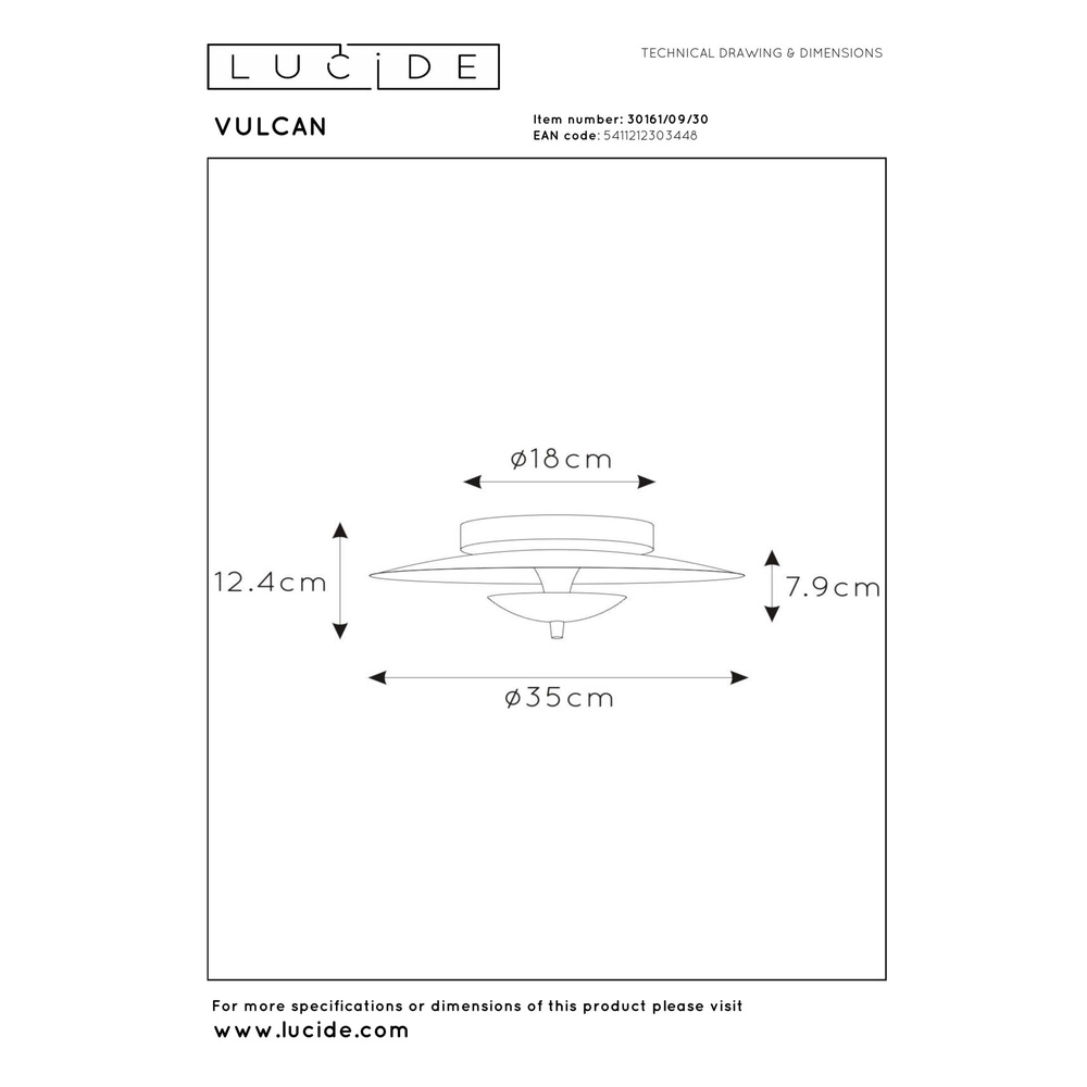 Design plafondlamp Vulcan goud met zwart Lucide 5411212303448